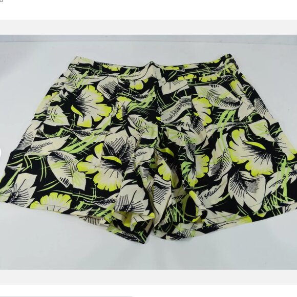 Colourful French Connection Hot House Drape Pleated Tropical Print Shorts - Picture 2 of 11